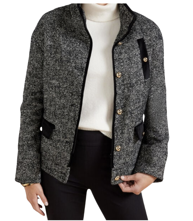 Bouclé Herringbone Coat